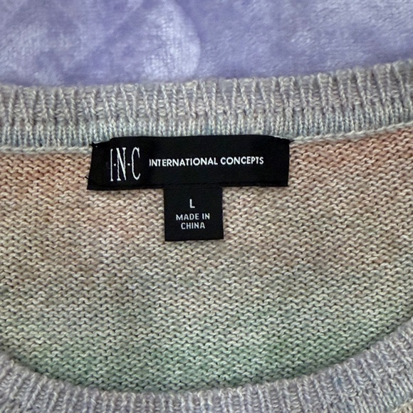 INC International Concepts Pastel Striped Ruffle Sweater - Picture 2 of 5